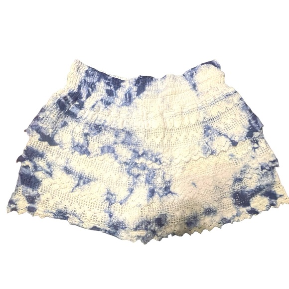 Blanco White & Blue Tye-Die Ruffled skirt w Short pants Under Size Small - Picture 14 of 14